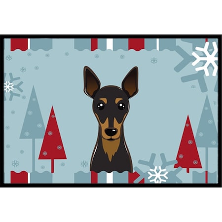 Carolines Treasures Winter Holiday Min Pin Indoor and Outdoor Mat- 24 x 36 in. BB1736JMAT